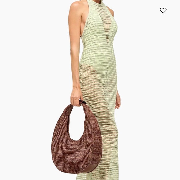 STAUD Large Mahogany Brown Raffia Shoulder Bag NWT - Picture 3 of 11